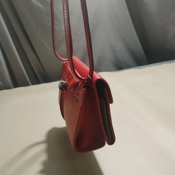 Brighton Retired Lipstick Red Leather Purse Crossbody Organizer Embellishment